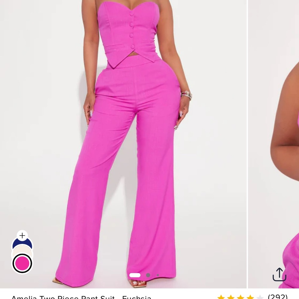 Fashion Nova Fuchsia Two-Piece Pant Suit